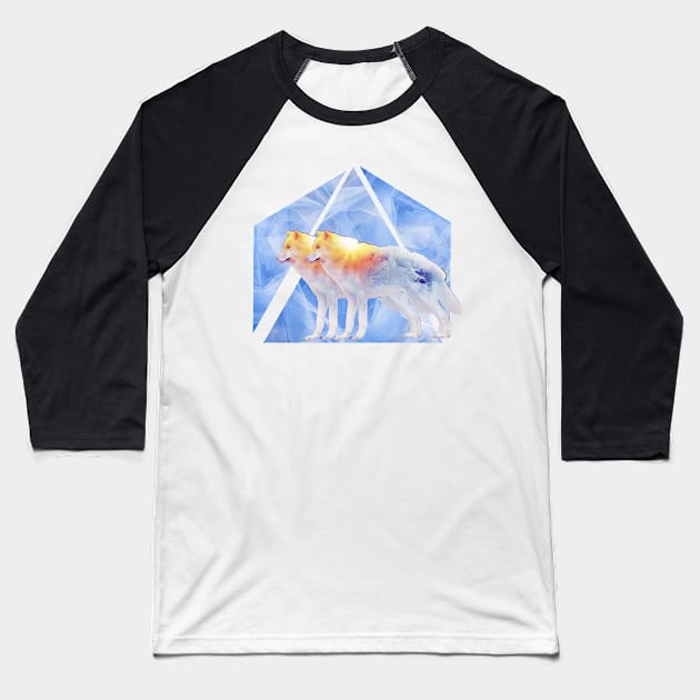 Wolf's Pack Watercolor Forest Photoshop Baseball T-Shirt by Shadowbyte91